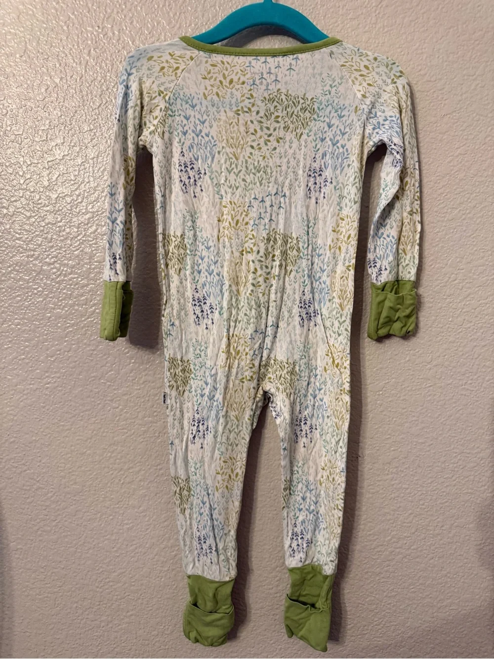 Little Sleepies White Floral One-Piece Bodysuit with Green Trim